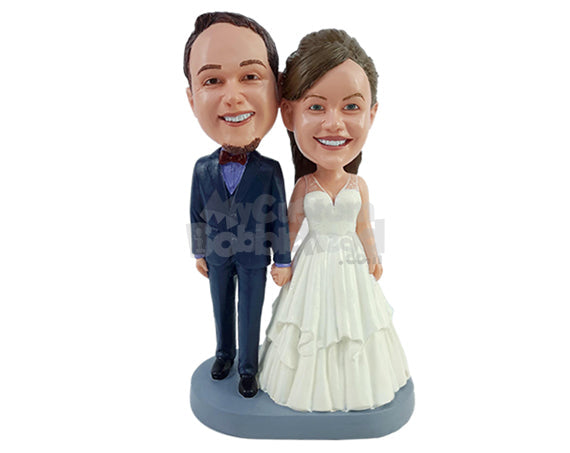 Custom Bobblehead Fancy looking wedding couple wearing gorgeous dress and suit - Wedding & Couples Couple Personalized Bobblehead & Action Figure Custom Bobblehead Fancy looking wedding couple wearing gorgeous dress and suit - Wedding & Couples Couple Personalized Bobblehead & Action Figure